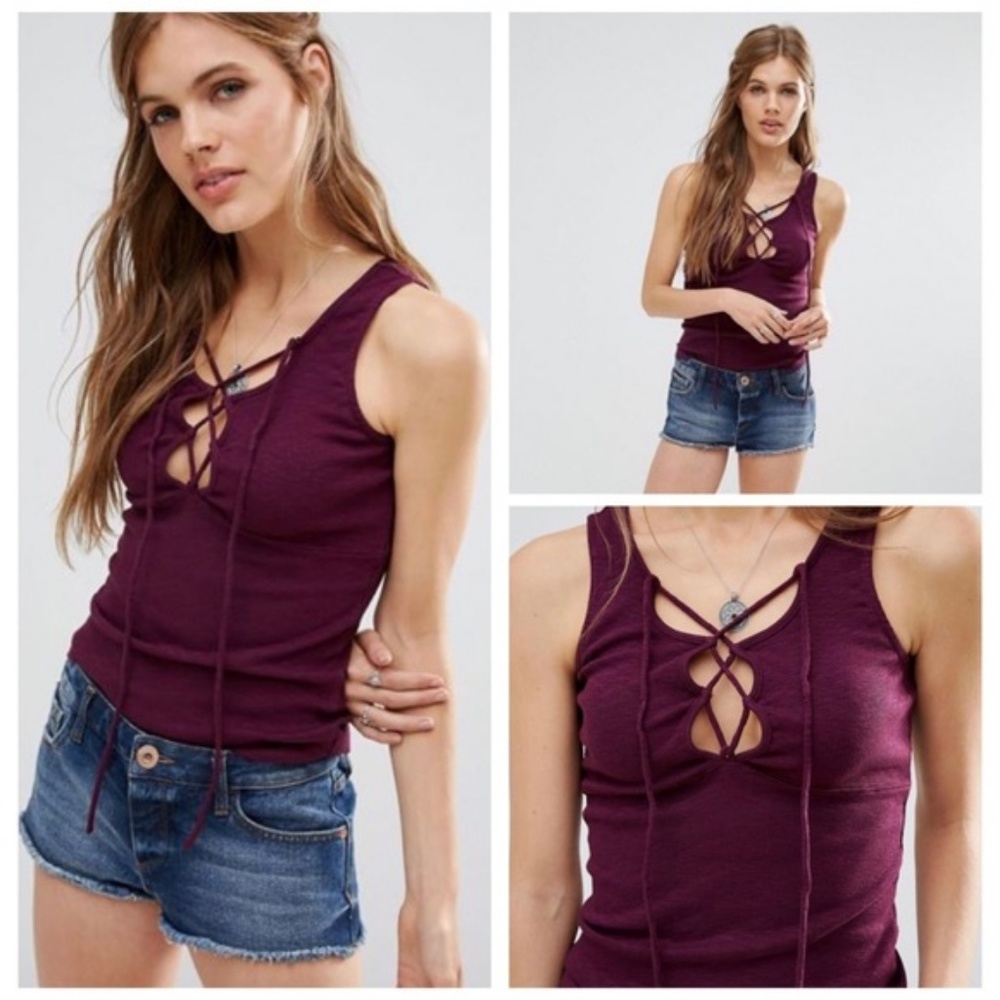 Free People Emmy Lou Wine Top S
